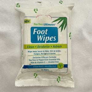 NEW Tea Tree ultimates foot wipes clean deodorize refresh 25 wipes